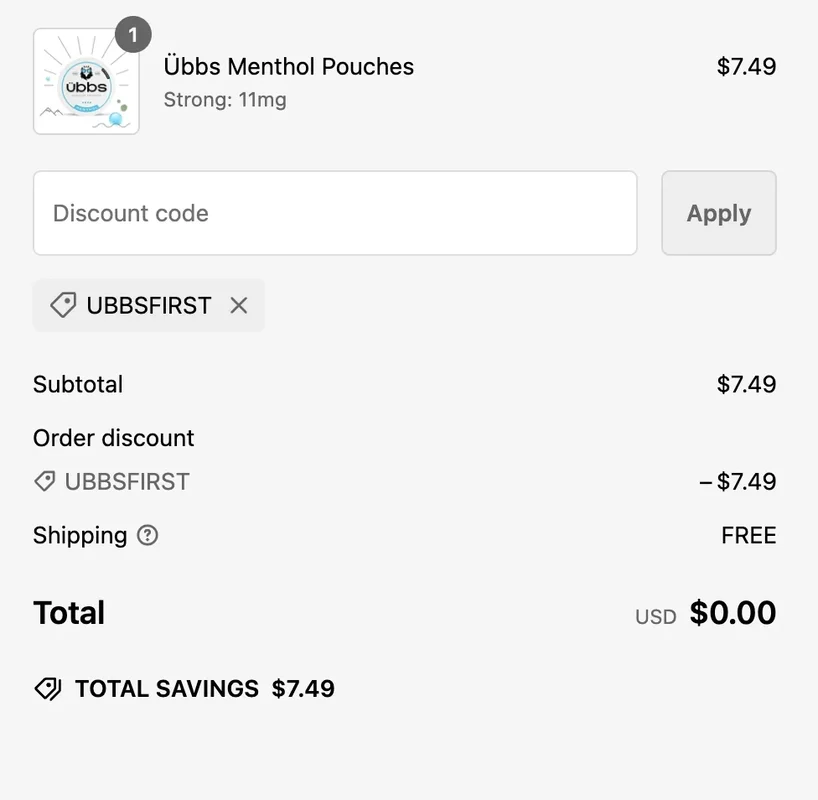 Free Übbs Nicotine Pouches + Free Shipping (Hurry)